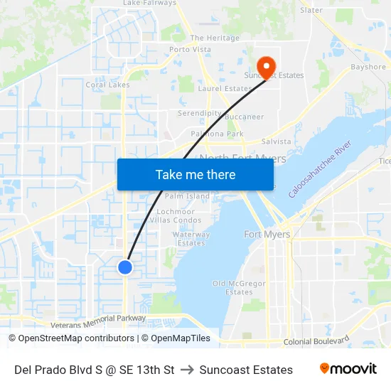 Del Prado Blvd S @ SE 13th St to Suncoast Estates map
