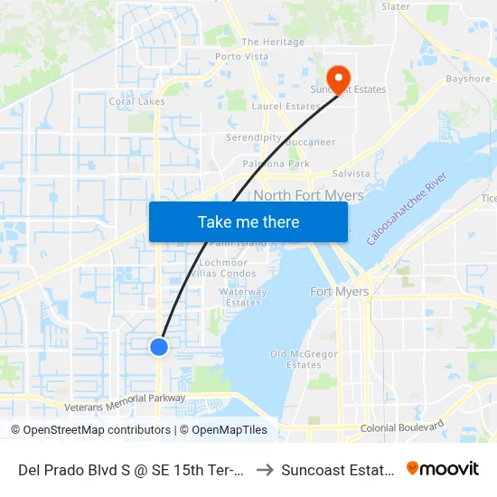 Del Prado Blvd S @ SE 15th Ter-Sb to Suncoast Estates map