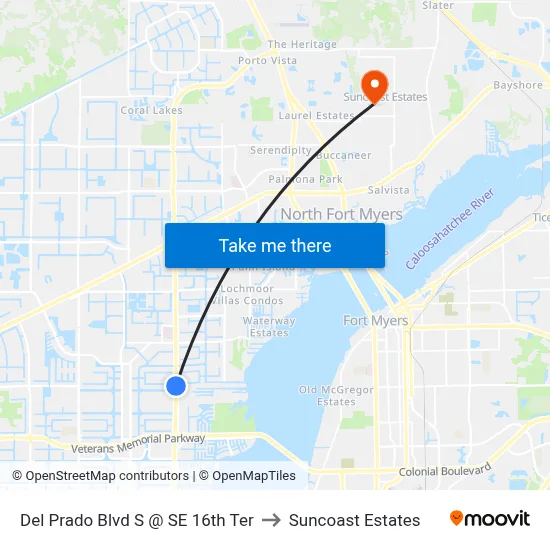 Del Prado Blvd S @ SE 16th Ter to Suncoast Estates map