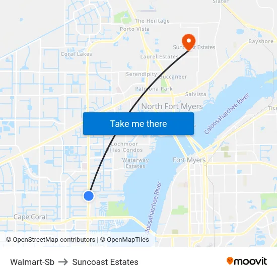Walmart-Sb to Suncoast Estates map