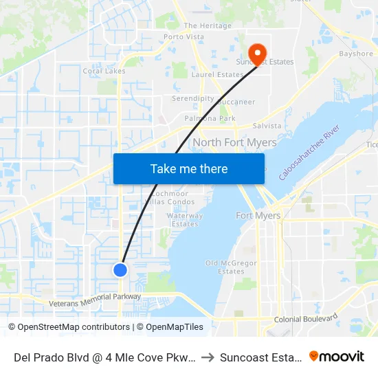 Del Prado Blvd @ 4 Mle Cove Pkwy-Sb to Suncoast Estates map