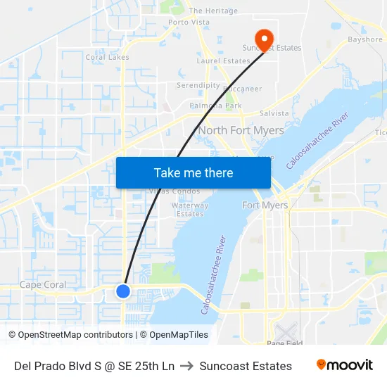 Del Prado Blvd S @ SE 25th Ln to Suncoast Estates map