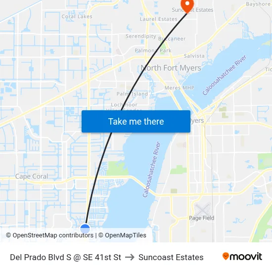 Del Prado Blvd S @ SE 41st St to Suncoast Estates map