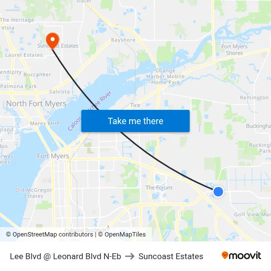 Lee Blvd @ Leonard Blvd N-Eb to Suncoast Estates map