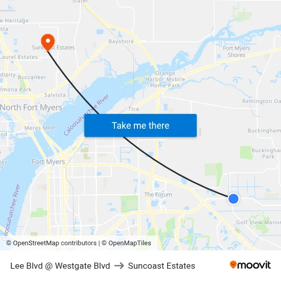 Lee Blvd @ Westgate Blvd to Suncoast Estates map