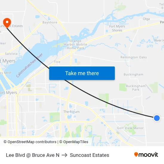 Lee Blvd @ Bruce Ave N to Suncoast Estates map