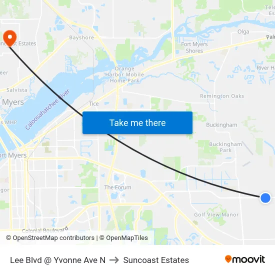 Lee Blvd @ Yvonne Ave N to Suncoast Estates map