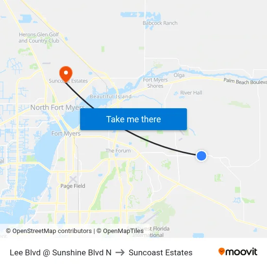 Lee Blvd @ Sunshine Blvd N to Suncoast Estates map