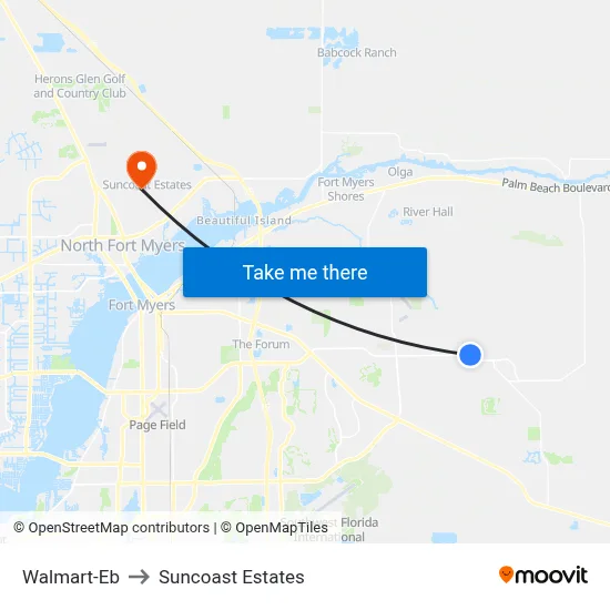 Walmart-Eb to Suncoast Estates map