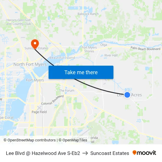 Lee Blvd @ Hazelwood Ave S-Eb2 to Suncoast Estates map