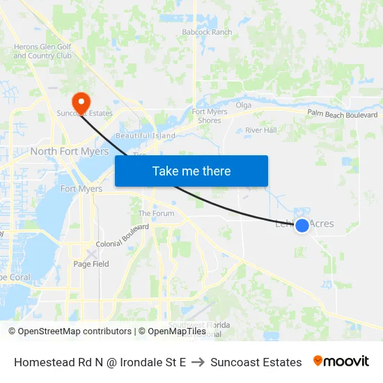 Homestead Rd N @ Irondale St E to Suncoast Estates map