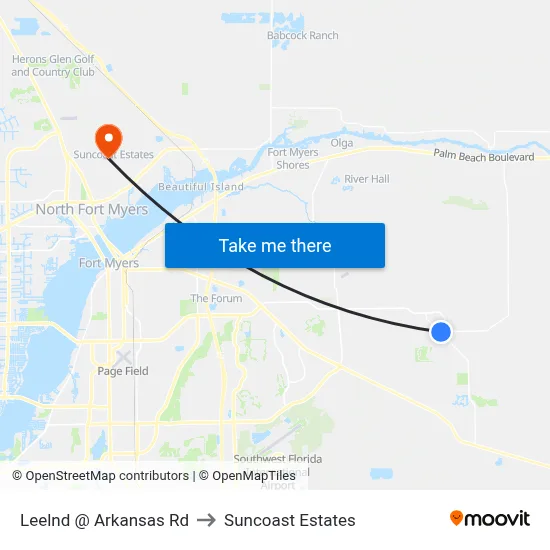 Leelnd @ Arkansas Rd to Suncoast Estates map