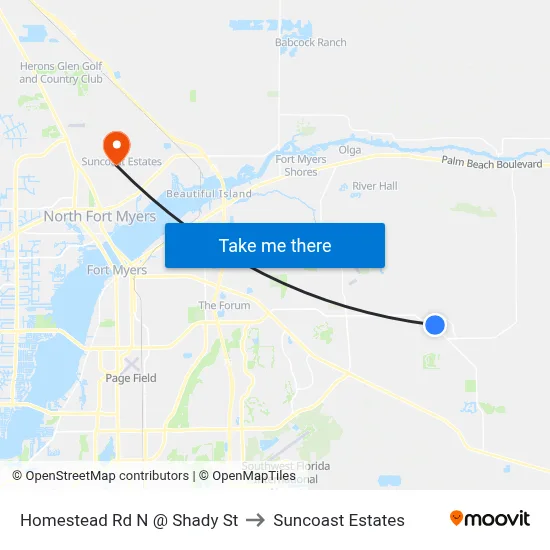 Homestead Rd N @ Shady St to Suncoast Estates map