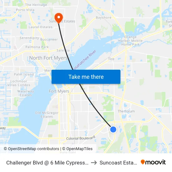 Challenger Blvd @ 6 Mile Cypress-Wb to Suncoast Estates map
