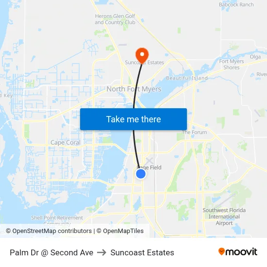 Palm Dr @ Second Ave to Suncoast Estates map