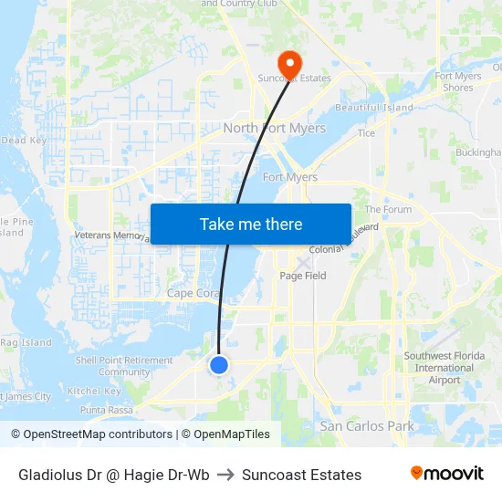 Gladiolus Dr @ Hagie Dr-Wb to Suncoast Estates map