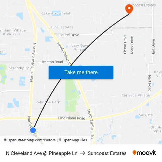 N Cleveland Ave @ Pineapple Ln to Suncoast Estates map