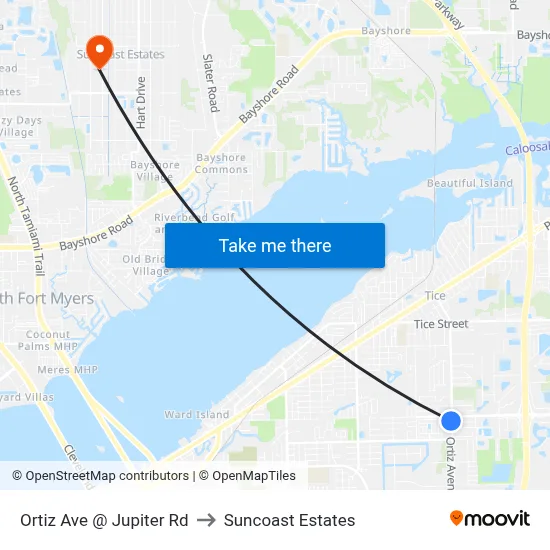 Ortiz Ave @ Jupiter Rd to Suncoast Estates map