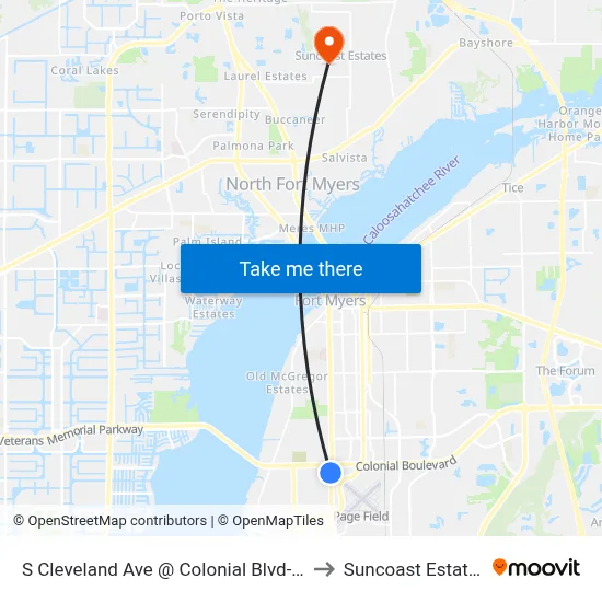 S Cleveland Ave @ Colonial Blvd-Sb to Suncoast Estates map