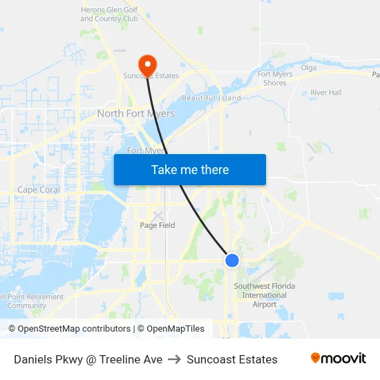 Daniels Pkwy @ Treeline Ave to Suncoast Estates map