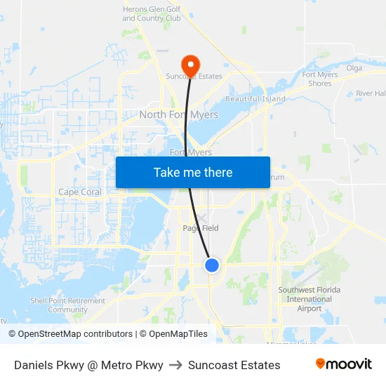 Daniels Pkwy @ Metro Pkwy to Suncoast Estates map