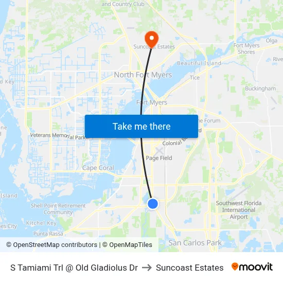 S Tamiami Trl @ Old Gladiolus Dr to Suncoast Estates map