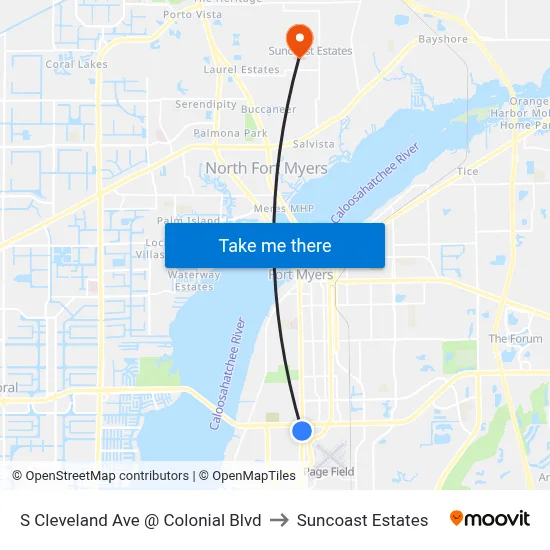 S Cleveland Ave @ Colonial Blvd to Suncoast Estates map