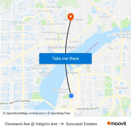Cleveland Ave @ Halgrim Ave to Suncoast Estates map