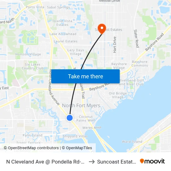 N Cleveland Ave @ Pondella Rd-Nb to Suncoast Estates map