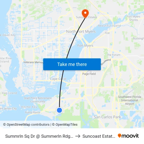 Summrln Sq Dr @ Summerln Rdg Dr to Suncoast Estates map