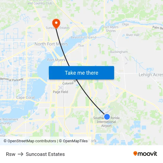 Rsw to Suncoast Estates map