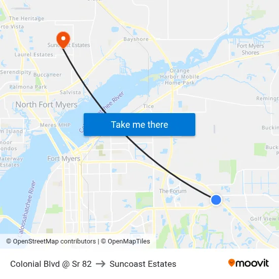 Colonial Blvd @ Sr 82 to Suncoast Estates map