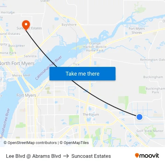 Lee Blvd @ Abrams Blvd to Suncoast Estates map