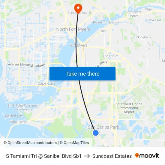 S Tamiami Trl @ Sanibel Blvd-Sb1 to Suncoast Estates map