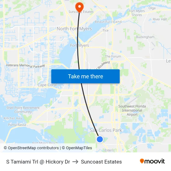 S Tamiami Trl @ Hickory Dr to Suncoast Estates map