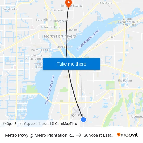 Metro Pkwy @ Metro Plantation Rd-Nb to Suncoast Estates map
