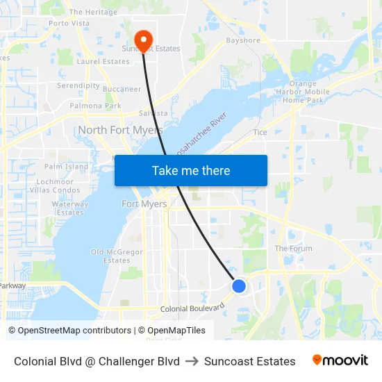 Colonial Blvd @ Challenger Blvd to Suncoast Estates map