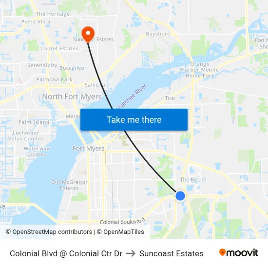 Colonial Blvd @ Colonial Ctr Dr to Suncoast Estates map