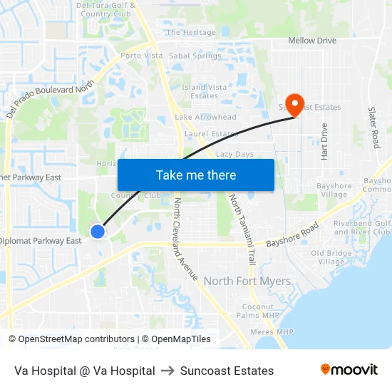 Va Hospital @ Va Hospital to Suncoast Estates map