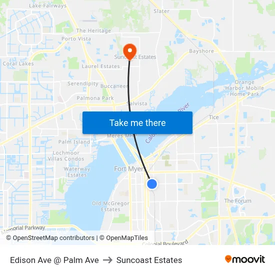 Edison Ave @ Palm Ave to Suncoast Estates map