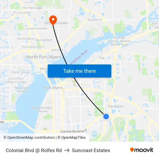 Colonial Blvd @ Rolfes Rd to Suncoast Estates map