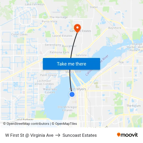 W First St @ Virginia Ave to Suncoast Estates map