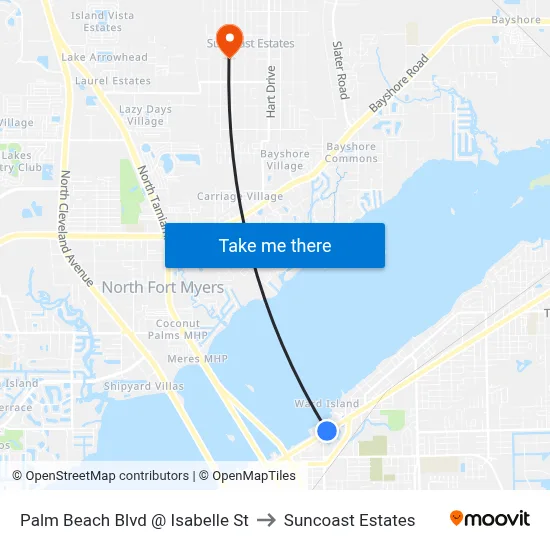 Palm Beach Blvd @ Isabelle St to Suncoast Estates map