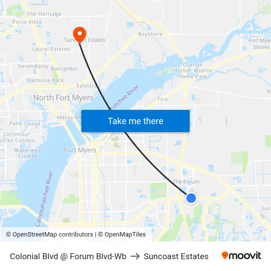Colonial Blvd @ Forum Blvd-Wb to Suncoast Estates map