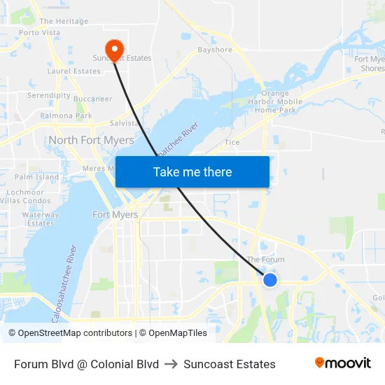 Forum Blvd @ Colonial Blvd to Suncoast Estates map