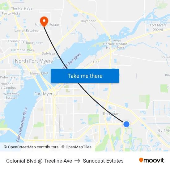 Colonial Blvd @ Treeline Ave to Suncoast Estates map