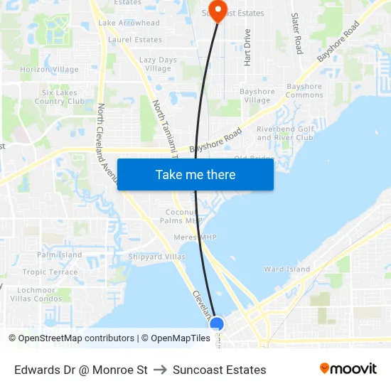 Edwards Dr @ Monroe St to Suncoast Estates map