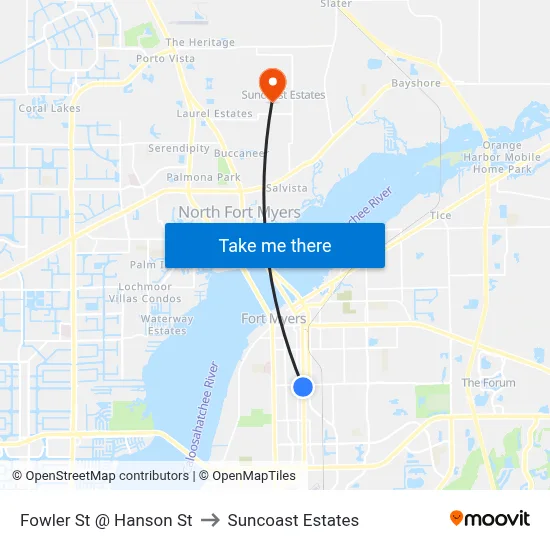 Fowler St @ Hanson St to Suncoast Estates map