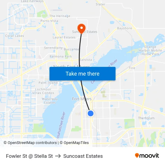 Fowler St @ Stella St to Suncoast Estates map