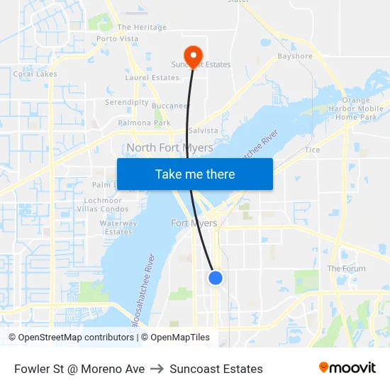 Fowler St @ Moreno Ave to Suncoast Estates map